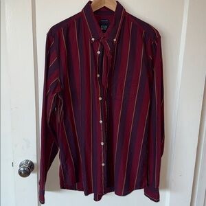 GAP Maroon and Gold Striped Shirt